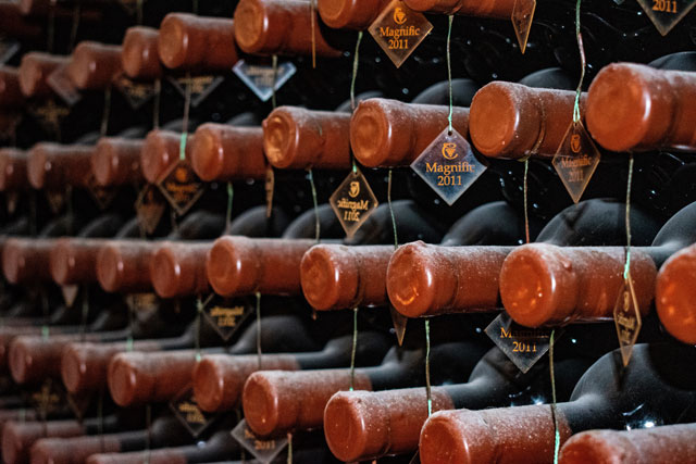 Wine bottling and sealing conveyor line